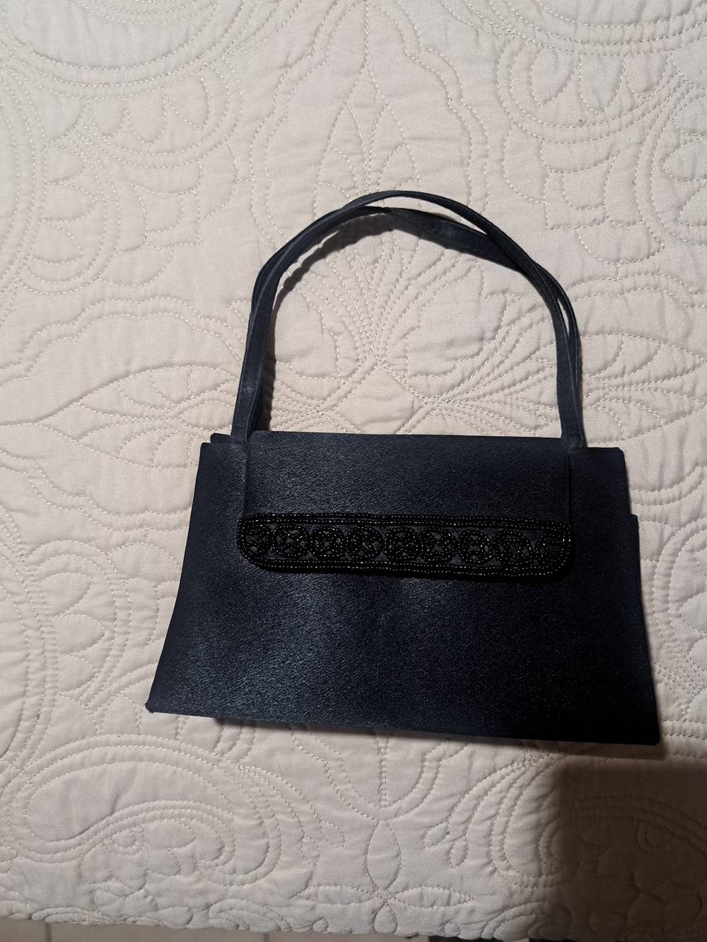 Classic Black Mini Evening Bag with Beaded Detail